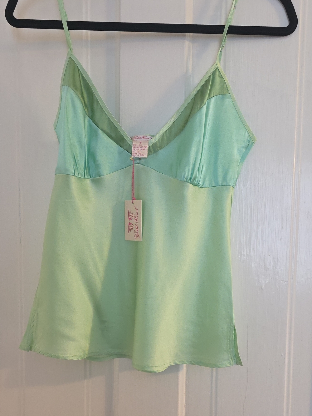 Light Mint Green 100 % Silk Camisole Tank Top